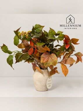 Studio McGee Threshold 18" Fall Artificial Leaf Arrangement W/ Vase NEW W/ TAG